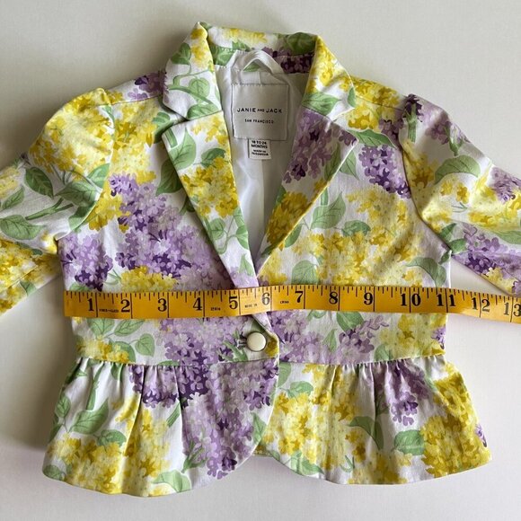 Janie and Jack Yellow and Purple Floral Toddler Jacket Size 18-24 Mo - Picture 6 of 6